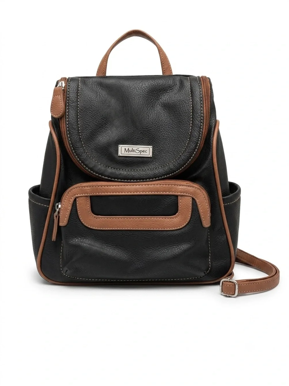 MultiSac Black & Brown Mini Backpack Convertible Travel Everyday Bag